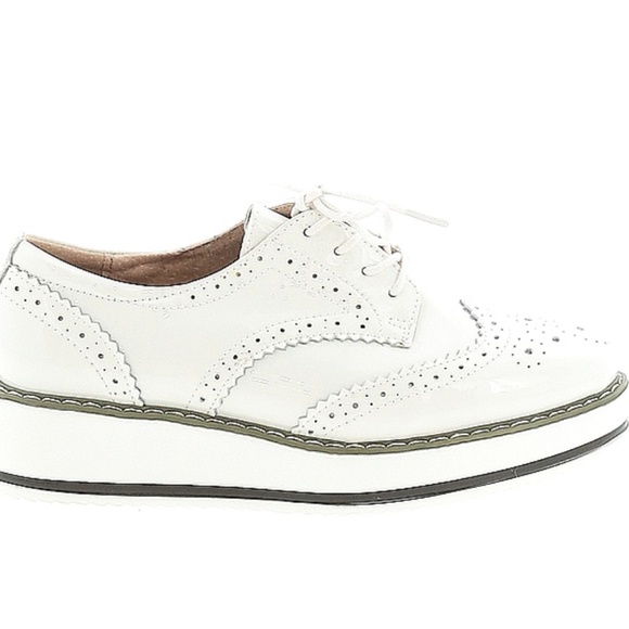 White Platform Brogue Shoes - Picture 1 of 6